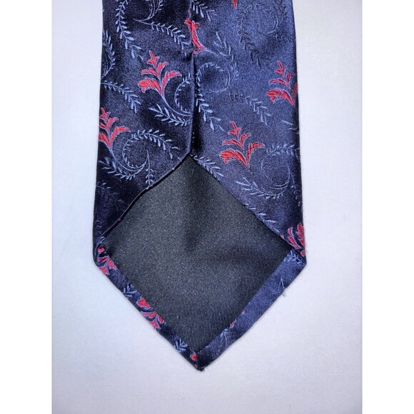 SMITHSONIAN Made in Italy 100% SILK Neck Tie Blue Red Floral Print - Picture 3 of 6
